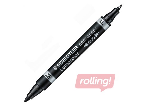 Permanentne marker Staedtler Lumcolor DUO, kahepoolne, 0.6mm/1.5mm, must 