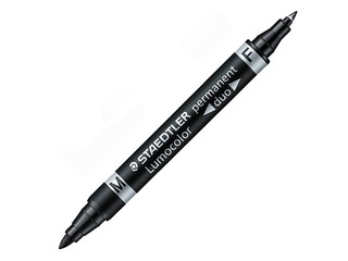 Permanentne marker Staedtler Lumcolor DUO, kahepoolne, 0.6mm/1.5mm, must 