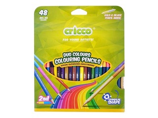 Värvipliiatsid Cricco, kahepoolsed, 24 tk, 48 värvi