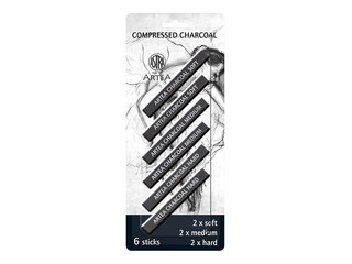 Set of compressed charcoal, blister, Astra, 6 pcs, black