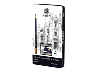 Graphite pencil set Astra in metal box, 12 pcs