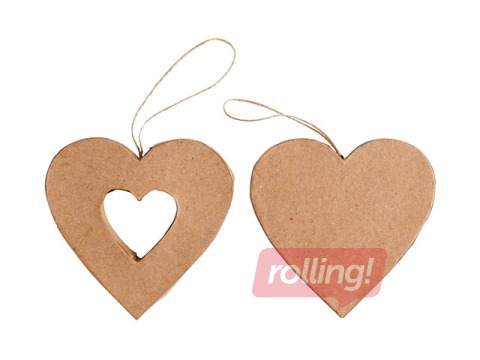 Cardboard decoration Happy Color, Hearts, 10x10x2,5cm, 2pcs