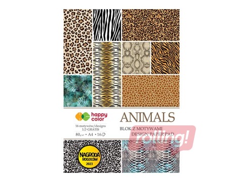 Disainipaber Animals Wild, A4, 16 lehte, 32 mustrit, 80g/m²