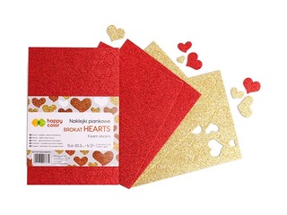 Foamcraft - stickers Happy Color, Hearts with glitter,  A5, 5 sheets
