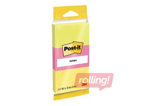 Sticky notes Post-it, neon colours, 38x51mm, 3x100 lehte