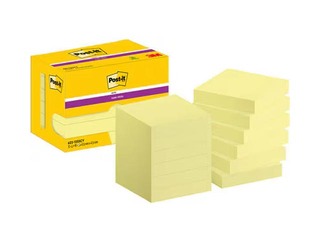 Märkmepaberid Post-it Super Sticky Canary, kollased, 47.6x47.6mm, 90 lehte x 12 tk. + KAMPAANIA! Osta märkmepaber ja me anname kingituse!