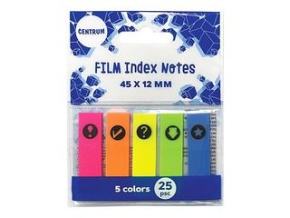 Index tabs Centrum, plastic, 45x12 mm, 5neon col.x25sh.