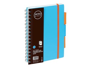 Notebook with spiral binding and 3 dividers, A5, blue, squared, 100 sheets