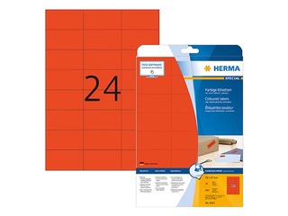 Etiketid Herma Special, A4, 70x37 mm, 20 lehte, punane