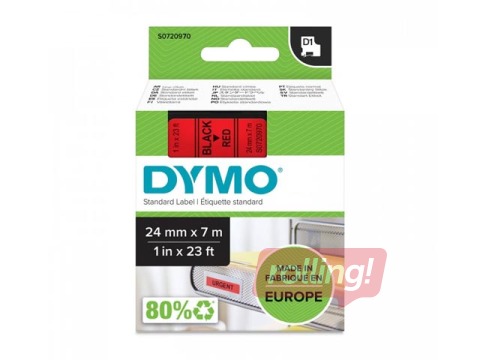 Märkimislint Dymo, D1, 24mm x 7m, must punasel