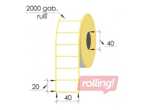 Termokleebised rullis, 40 x 20 mm, TermoEko, 2000 tk