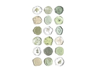 Stickers - stamps, light green, 18 pcs.
