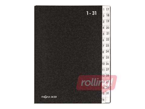 Index Pagna 1-31,  A4, cardboard, black