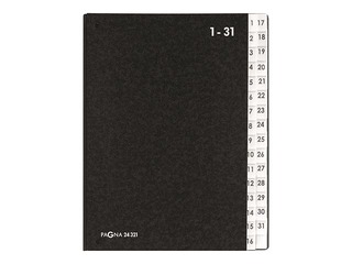 Index Pagna 1-31,  A4, cardboard, black