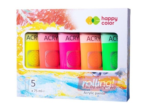 Akrüülvärvid Happy Color Fluo, 5 х75 ml (tuubides)