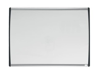 Whiteboard Nobo, small, magnetic, with silver and black curved frame, 58.5 x 43 cm