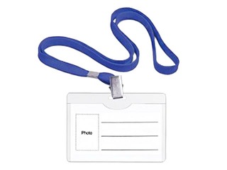 ID card with blue textile ribbon Forpus 54x90 mm