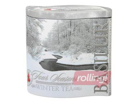 Must tee Basilur Winter Tea jõhvikatega, metallpurk, 125 g