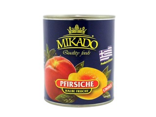 Poolitatud virsikud Mikado, 825 g / 485 g