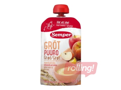 Porridge grain with apples and peaches 6m, Semper 120g