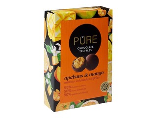 Šokolaaditrühvlid Pure Chocolate apelsini-mangokreemi täidisega, 148 g