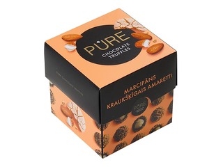 Šokolaaditrühvlid Pure Chocolate martsipanikreemi täidisega ja amaretti küpsise kaunistusega, 96 g