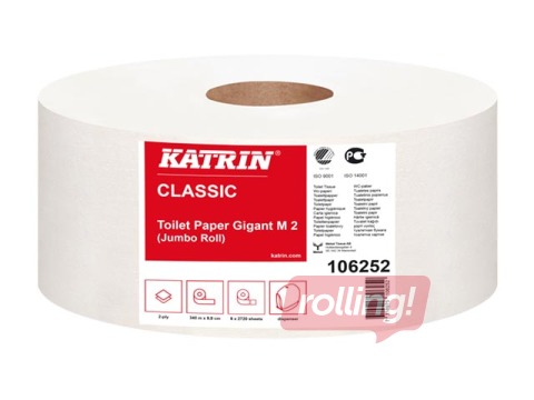 Tualettpaberi rullid Katrin Classic Gigant M2, 2-kihiline, 6 rulli/pakis