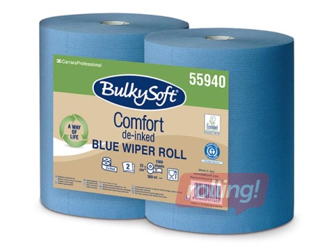 Tööstuslik paber Bulkysoft Comfort, 2 rulli, 360 m, 1000 lehte, 2 kihti, sinine