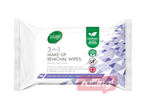 Wet Wipes 3in1 for Makeup Removal Pure, 25 pcs.