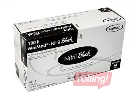 Pulbrivabad nitriilkindad MaiMed M, 100 tk, must