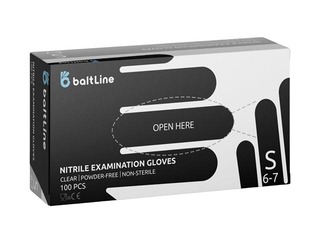 Nitrile gloves without powder BaltLine S size, 100 pcs, black