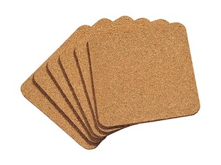 Coasters for cups, cork 10x10cm, 6 pcs.