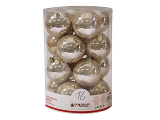 Christmas bulbs, ø8 cm, 16 pcs., champagne color