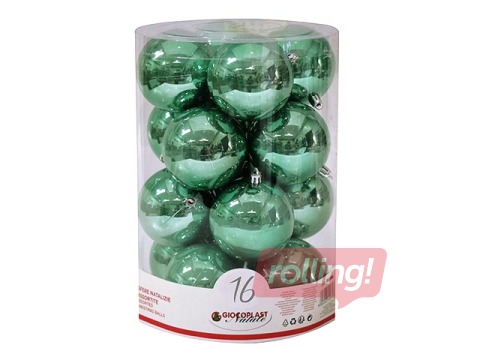 Christmas bulbs, ø8 cm, 16 pcs., emerald color