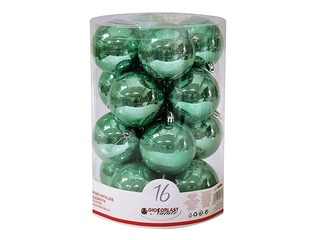 Christmas bulbs, ø8 cm, 16 pcs., emerald color