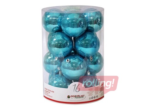 Christmas bulbs, ø8 cm, 16 pcs., light blue