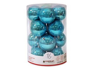 Christmas bulbs, ø8 cm, 16 pcs., light blue