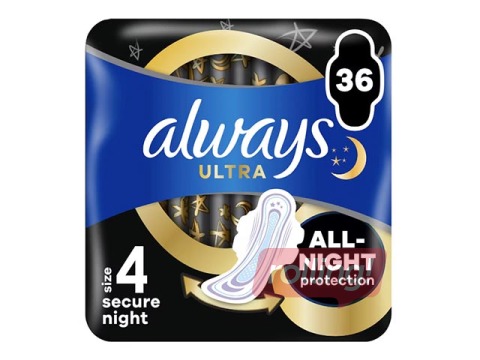 Hügieenisidemed Always Ultra Secure Night, 36 tk.