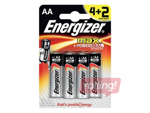 Patareid Energizer MAX Alkaline, AA B4+2,1.5V, 6 tk.