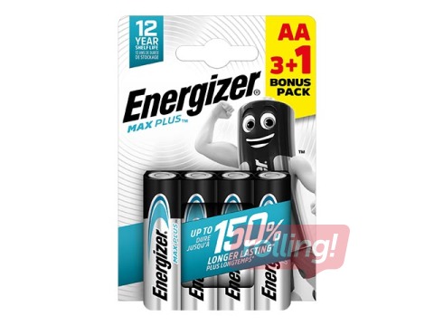 Patarei Energizer Alkaline Max Plus AA, B3+1, 1.5V, 4 tk.