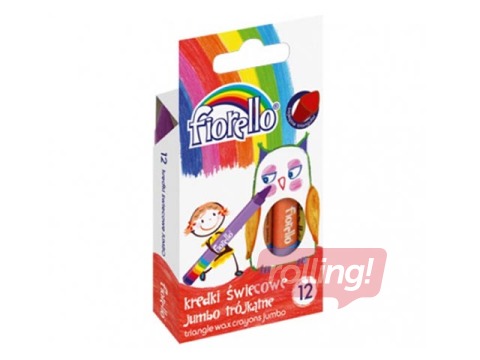 Vahakriidid Wax Crayons Fiorello Jumbo, kolmnurksed, 12 värvi