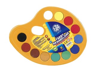 Watercolour paints Astra with palette, 12 colours, d=30 mm