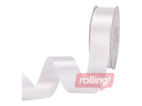 Kinkepael 25 mm/ 25 m, satiin, White