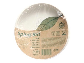 Sugar fiber plates SPINO, 18 cm, 10 pcs., white