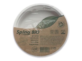 Sugar fiber plates SPINO, 23 cm, 10 pcs., white
