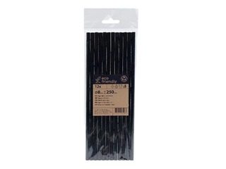 Cocktail straws, paper, black, 25 cm ø8 mm, 12 pcs.