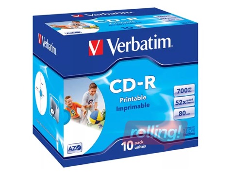 CD-R  toorikud Verbatim AZO 700MB 1x-52x Crystal, 10 tk. Jewel 