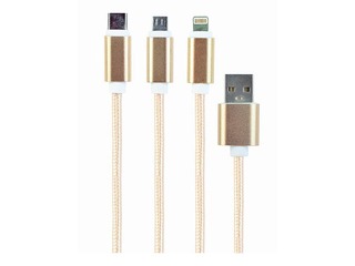 Laadimiskaabel CableExpert USB 3-in-1, kuldne, 1 m