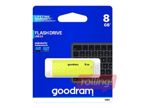 USB mälupulk Goodram UME2, USB 2.0, 8GB, kollane